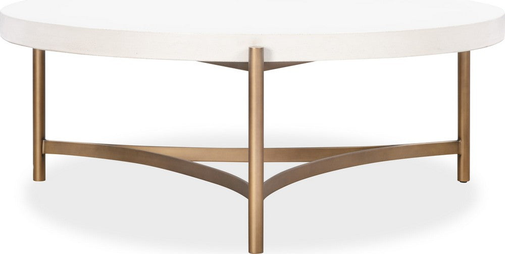 Modus Furniture - Lyon Round White Concrete and Metal Coffee Table - A8N121 view 1