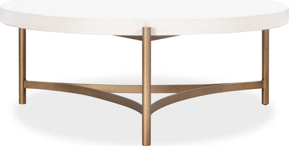 Modus Furniture - Lyon Round White Concrete and Metal Coffee Table - A8N121 view 1