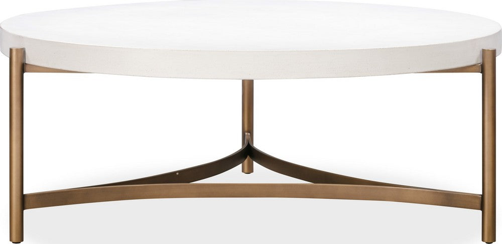 Modus Furniture - Lyon Round White Concrete and Metal Coffee Table - A8N121 view 2