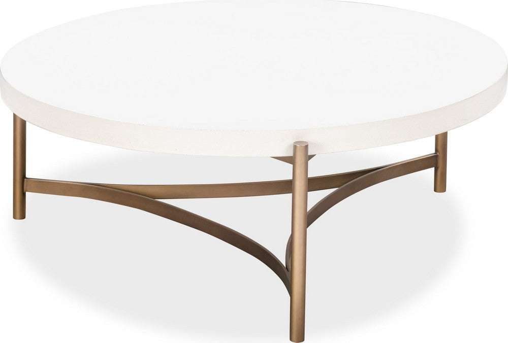 Modus Furniture - Lyon Round White Concrete and Metal Coffee Table - A8N121 view 3