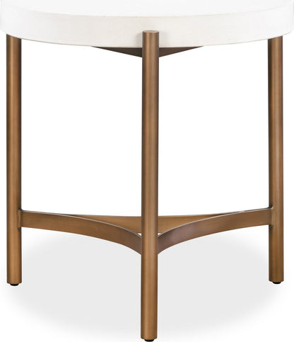 Modus Furniture - Lyon Round White Concrete and Metal Side Table - A8N122 view 1