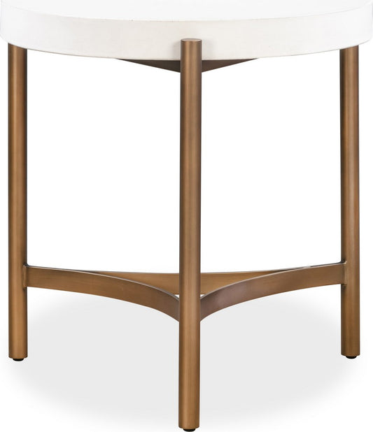 Modus Furniture - Lyon Round White Concrete and Metal Side Table - A8N122 view 1