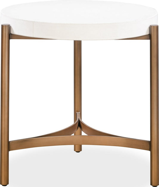Modus Furniture - Lyon Round White Concrete and Metal Side Table - A8N122 view 2