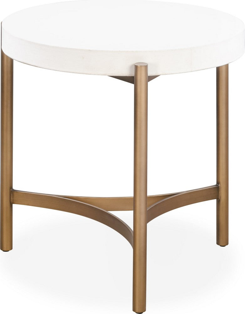Modus Furniture - Lyon Round White Concrete and Metal Side Table - A8N122 view 3