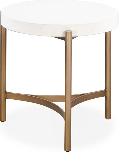 Modus Furniture - Lyon Round White Concrete and Metal Side Table - A8N122 view 3