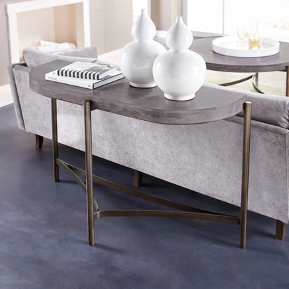 Modus Furniture - Lyon Semi-circular Concrete and Metal Console Table - A89423 view 1