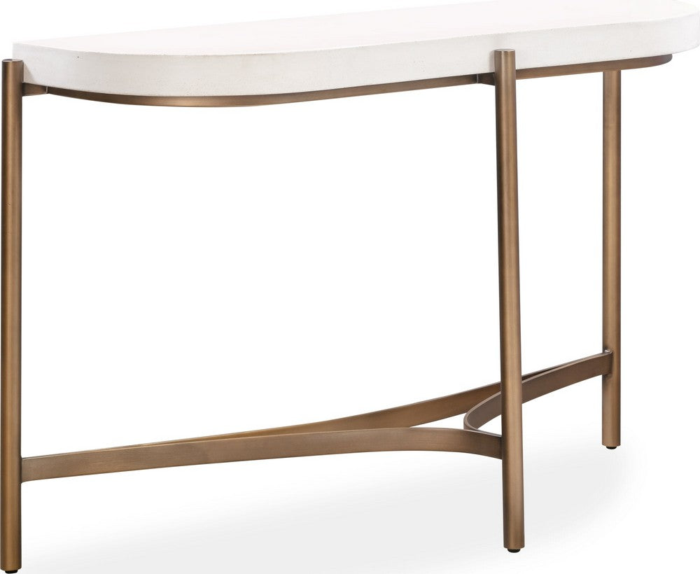 Modus Furniture - Lyon Semi-circular White Concrete and Metal Console Table - A8N123 view 1