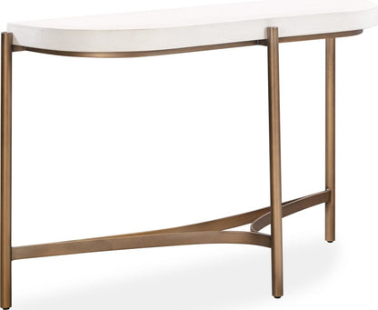 Modus Furniture - Lyon Semi-circular White Concrete and Metal Console Table - A8N123 view 1