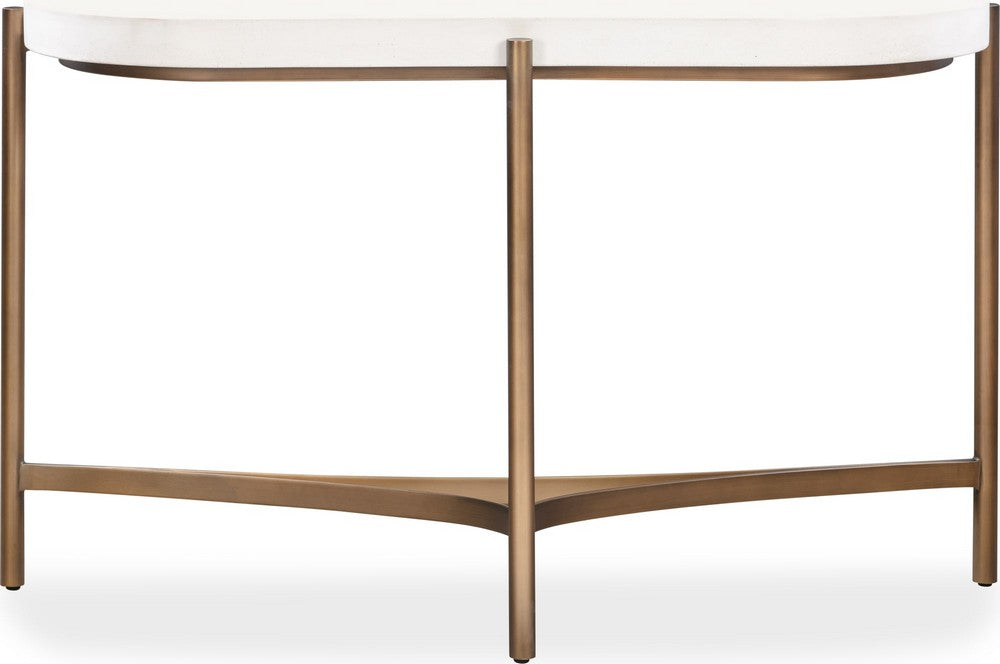 Modus Furniture - Lyon Semi-circular White Concrete and Metal Console Table - A8N123 view 2
