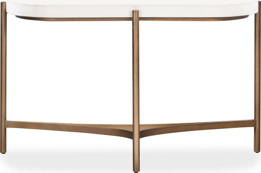 Modus Furniture - Lyon Semi-circular White Concrete and Metal Console Table - A8N123 view 2