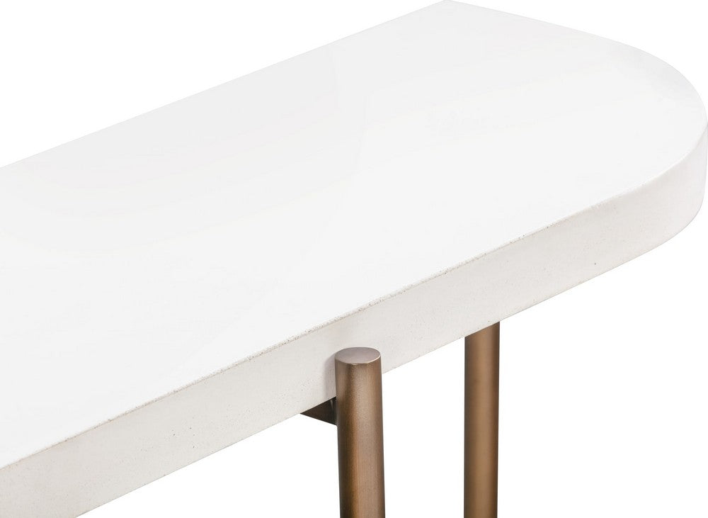 Modus Furniture - Lyon Semi-circular White Concrete and Metal Console Table - A8N123 view 5