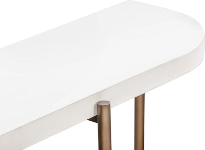 Modus Furniture - Lyon Semi-circular White Concrete and Metal Console Table - A8N123 view 5