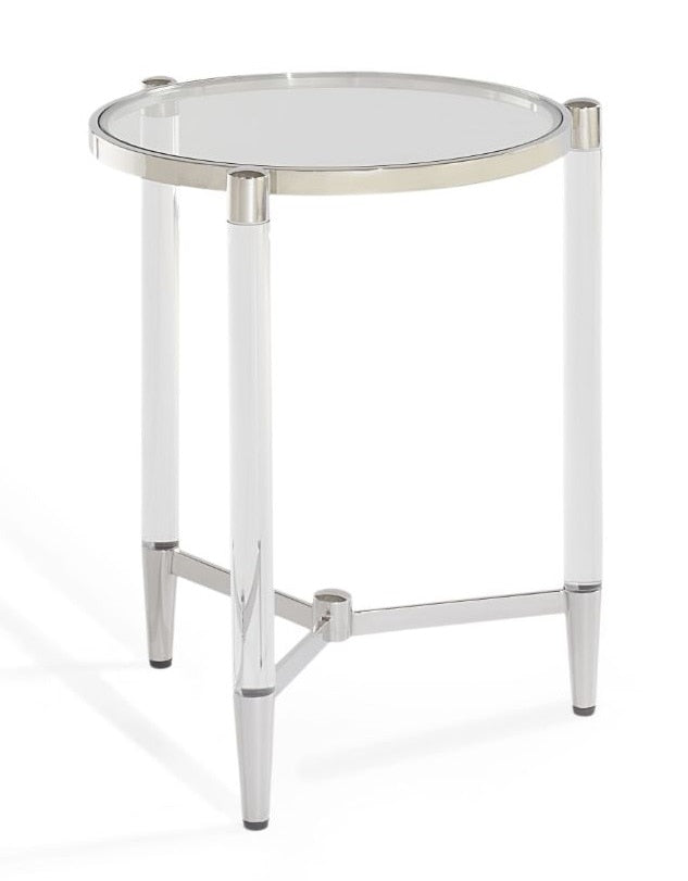 Modus Furniture - Marilyn Glass Top and Steel Base Round End Table - 4RV222 veiw 1