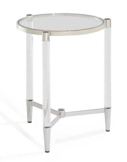 Modus Furniture - Marilyn Glass Top and Steel Base Round End Table - 4RV222 veiw 1