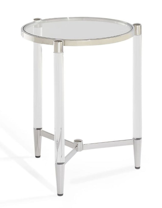 Modus Furniture - Marilyn Glass Top and Steel Base Round End Table - 4RV222 veiw 1
