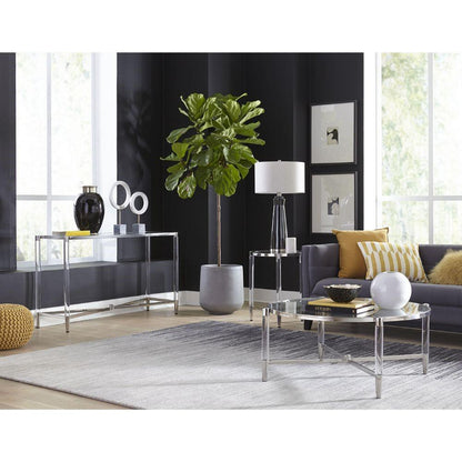 Modus Furniture - Marilyn Glass Top and Steel Base Round End Table - 4RV222 veiw 3