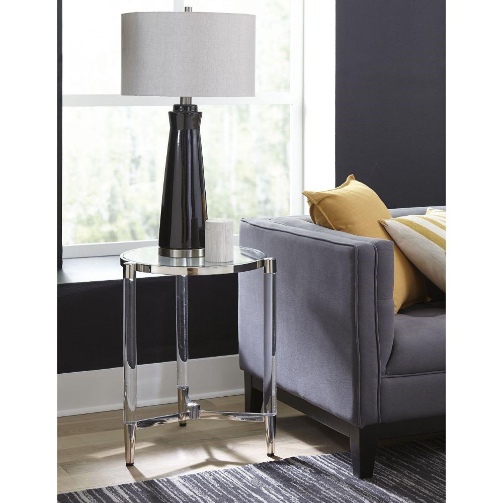 Modus Furniture - Marilyn Glass Top and Steel Base Round End Table - 4RV222 veiw 4