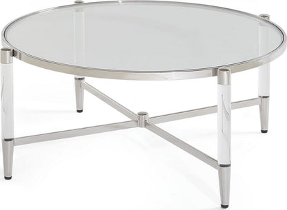 Modus Furniture - Mariyln Glass Top and Steel Base Round Coffee Table - 4RV221 view 1