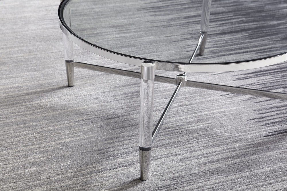 Modus Furniture - Mariyln Glass Top and Steel Base Round Coffee Table - 4RV221 view 3