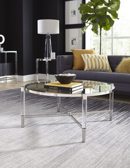 Modus Furniture - Mariyln Glass Top and Steel Base Round Coffee Table - 4RV221 view 4