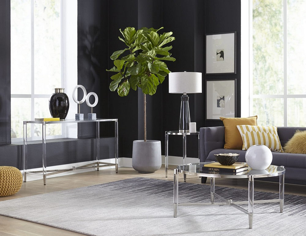 Modus Furniture - Mariyln Glass Top and Steel Base Round Coffee Table - 4RV221 view 5