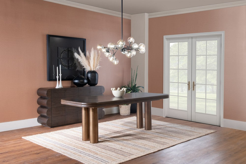 Modus Furniture - Mataranka Rectangular Dining Table in Bistre and Brushed Golden Stainless Steel - UTT660 view 4