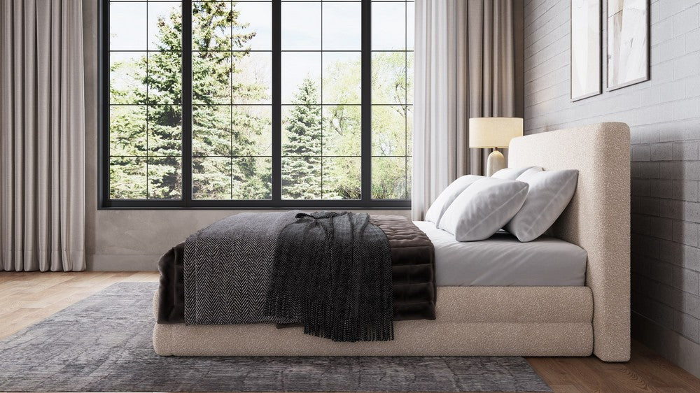 Modus Furniture - Maya King-size Upholstered Platform Bed in Brun Boucle - QCTLH7 view 8