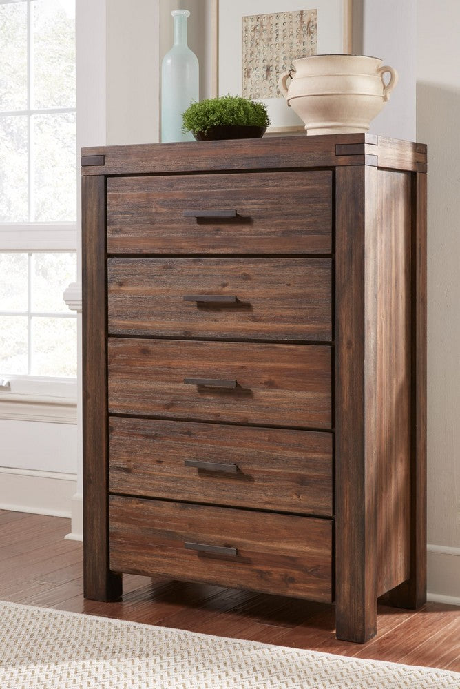 Modus Furniture - Meadow Five Drawer Solid Wood Chest in Brick Brown (2024) - 3F4184A view 4