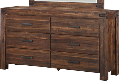 Modus Furniture - Meadow Six Drawer Solid Wood Dresser in Brick Brown (2024) - 3F4182A view 1
