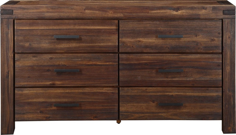 Modus Furniture - Meadow Six Drawer Solid Wood Dresser in Brick Brown (2024) - 3F4182A view 2