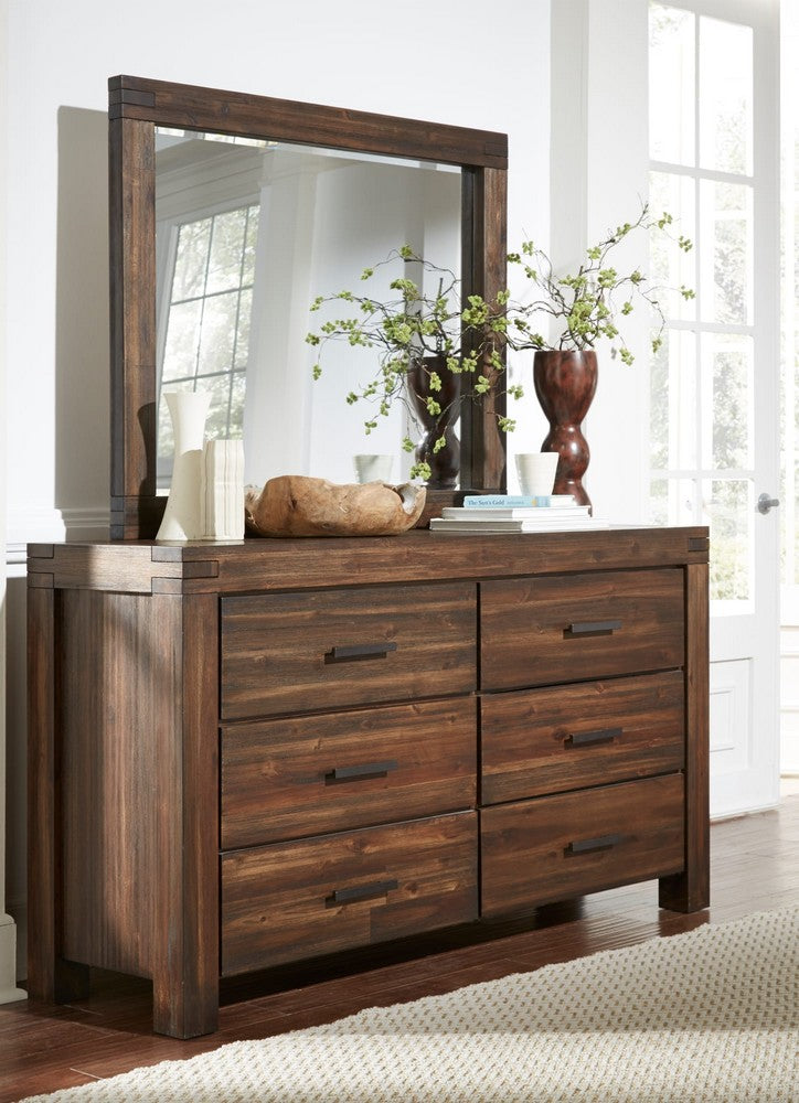 Modus Furniture - Meadow Six Drawer Solid Wood Dresser in Brick Brown - 3F4182 view 5