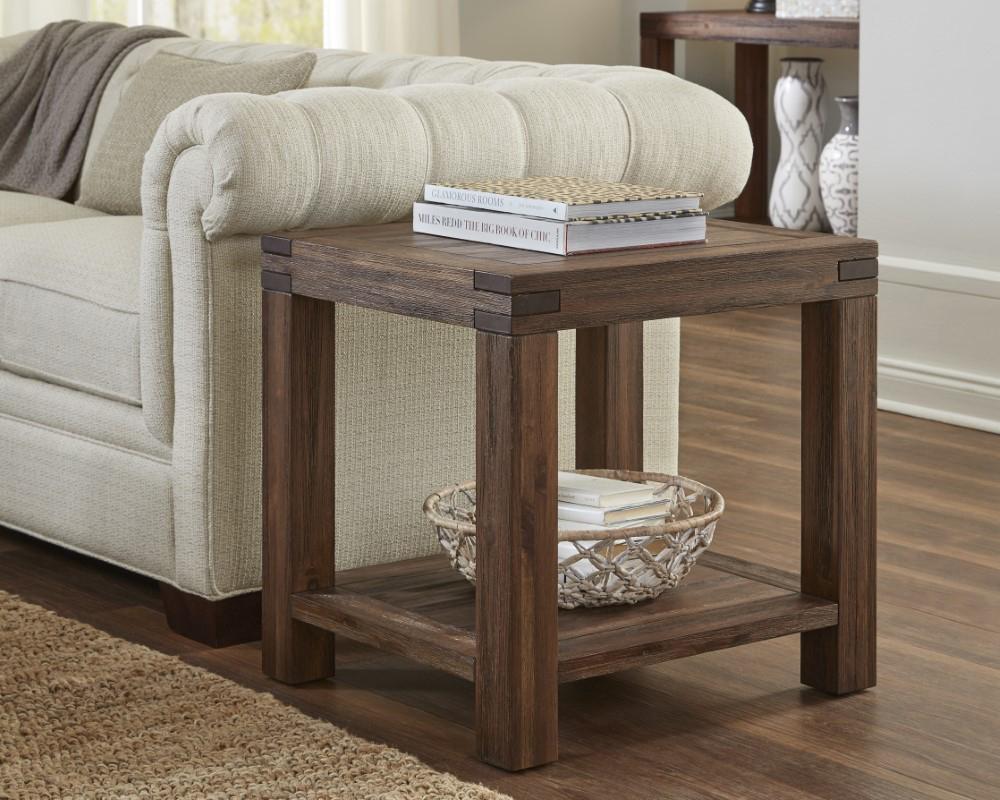Modus Furniture - Meadow Solid Wood Rectangular Side Table in Brick Brown - 3F4122 veiw 3