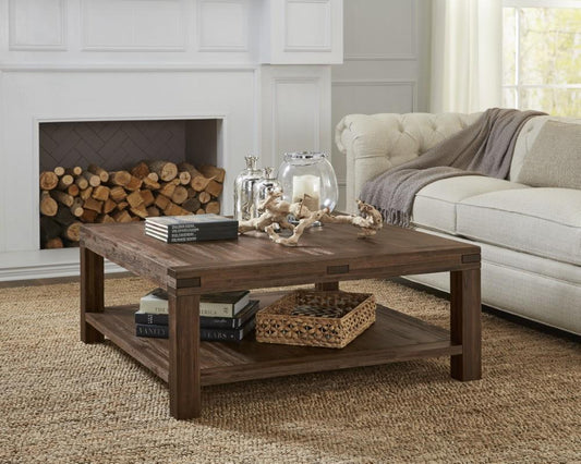 Modus Furniture - Meadow Solid Wood Square Coffee Table in Brick Brown - 3F4121 veiw 1