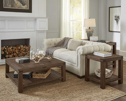 Modus Furniture - Meadow Solid Wood Square Coffee Table in Brick Brown - 3F4121 veiw 2