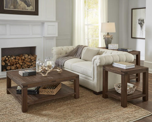 Modus Furniture - Meadow Solid Wood Square Coffee Table in Brick Brown - 3F4121 veiw 2