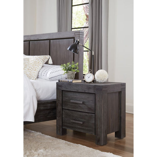 Modus Furniture - Meadow Solid Wood Two Drawer Nightstand in Graphite - 3FT381 veiw 1