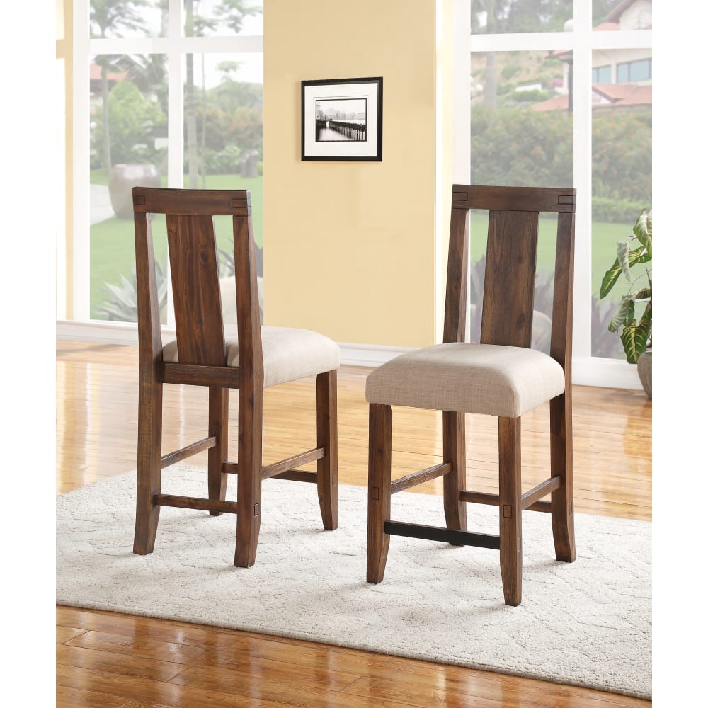 Modus Furniture - Meadow Solid Wood Upholstered Kitchen Counter Stool in Brick Brown (Set of 2) - 3F4170 view 1