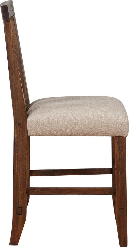 Modus Furniture - Meadow Solid Wood Upholstered Kitchen Counter Stool in Brick Brown Set of 2 - 3F4170_2 view 3