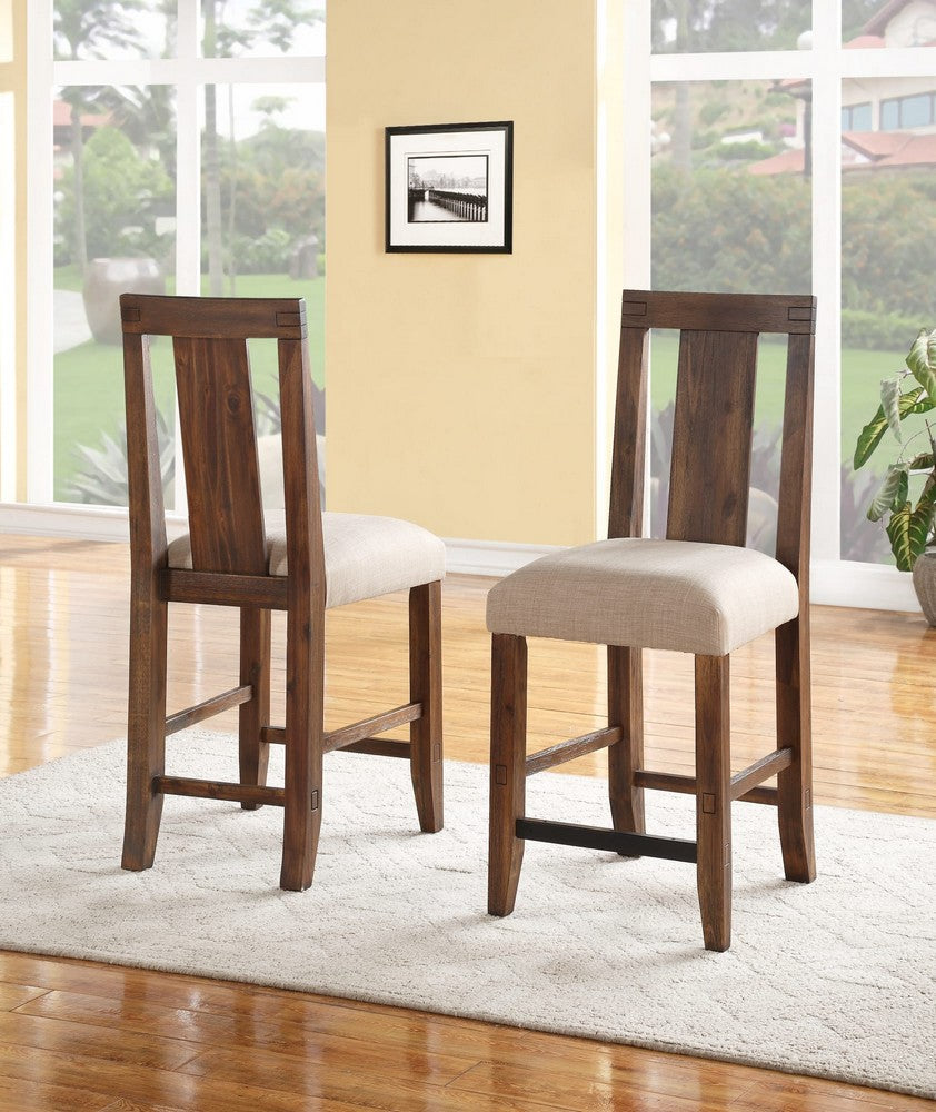 Modus Furniture - Meadow Solid Wood Upholstered Kitchen Counter Stool in Brick Brown Set of 2 - 3F4170_2 view 6
