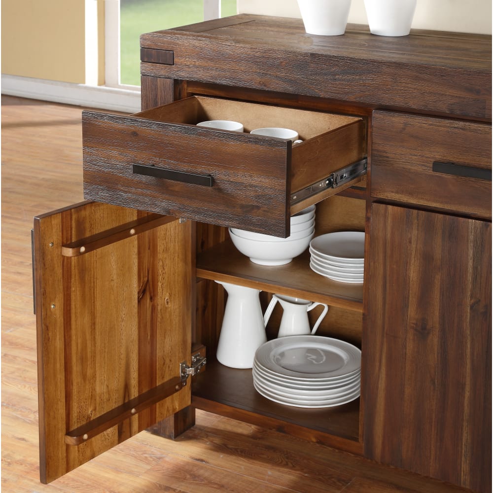 Modus Furniture - Meadow Three Drawer Three Door Solid Wood Sideboard in Brick Brown - 3F4173 view 7