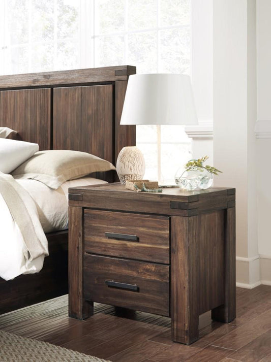 Modus Furniture - Meadow Two Drawer Solid Wood Nightstand in Brick Brown - 3F4181 veiw 1