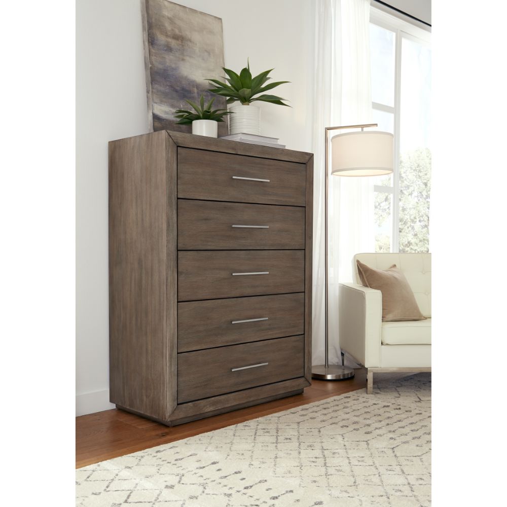 Modus Furniture - Melbourne Five Drawer Chest in Dark Pine - 8D6484 veiw 3