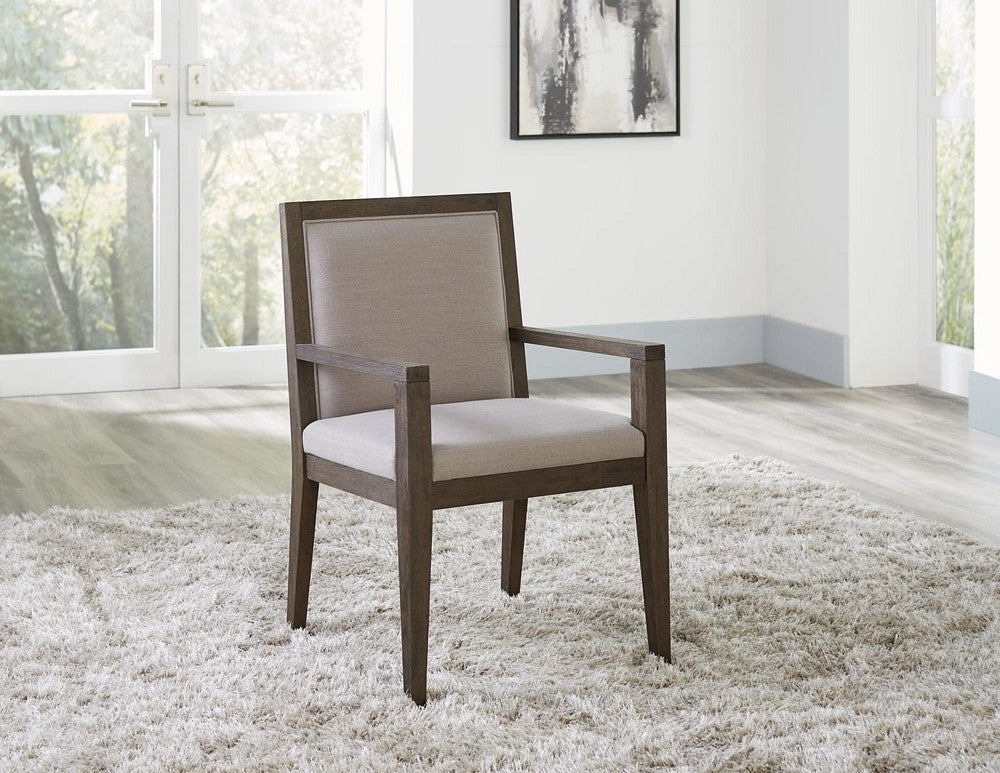Modus Furniture - Modesto Wood Frame Upholstered Arm Chair in Koala Linen and French Roast - FPBL64_1 view 5