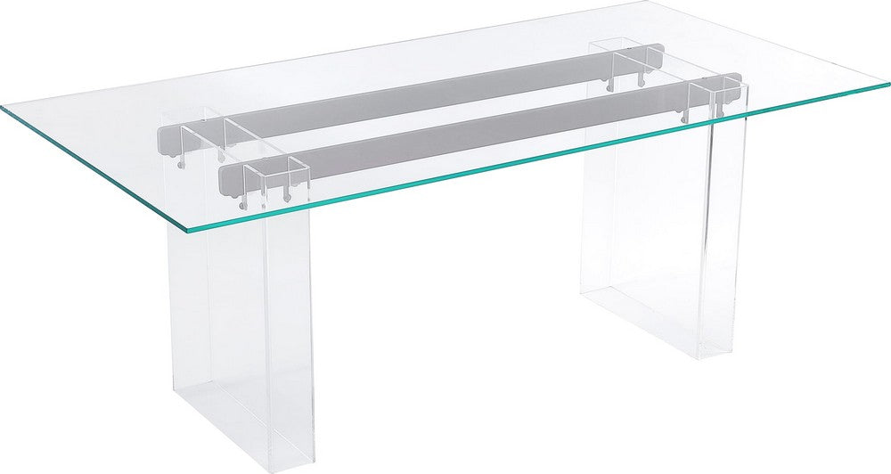 Modus Furniture - Moorea Double Pedestal Rectangular Dining Table in Clear Acrylic, Glass and Bronze Metal - PWSR60 view 1