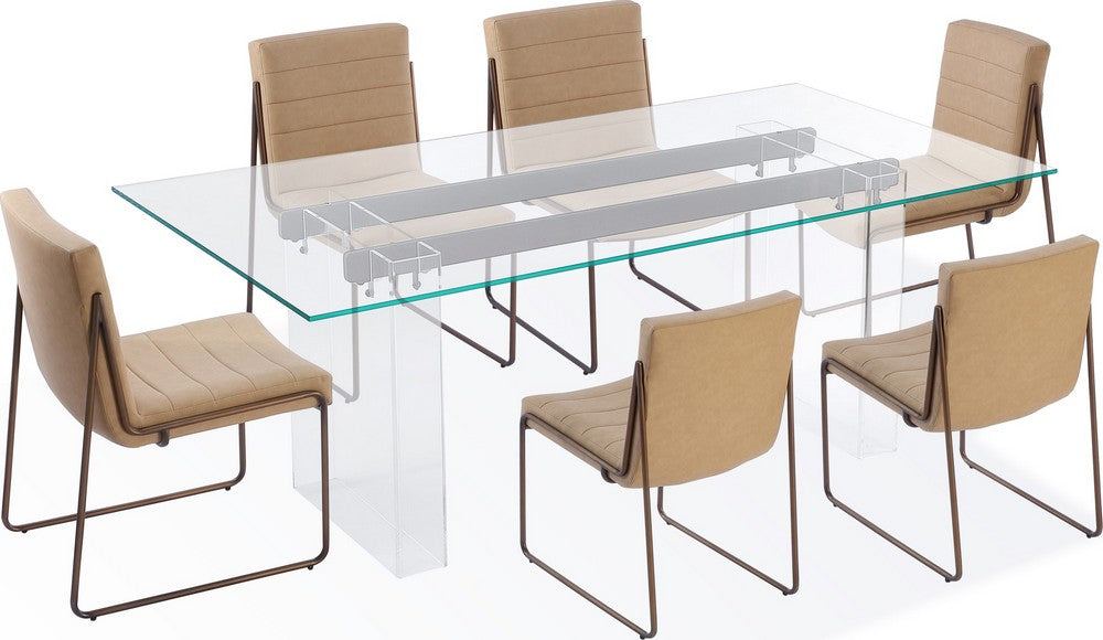 Modus Furniture - Moorea Double Pedestal Rectangular Dining Table in Clear Acrylic, Glass and Bronze Metal - PWSR60 view 4