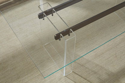 Modus Furniture - Moorea Double Pedestal Rectangular Dining Table in Clear Acrylic, Glass and Bronze Metal - PWSR60 view 5