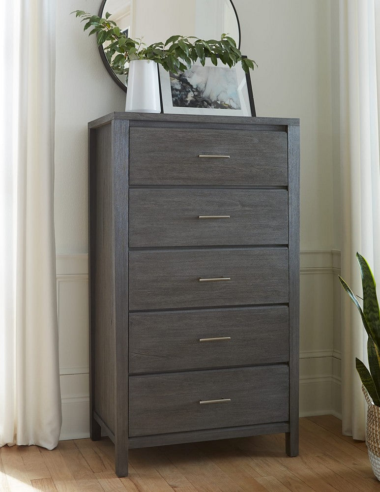 Modus Furniture - Nevis Five Drawer Chest in Sharkskin (2024) - NVGX84A view 5