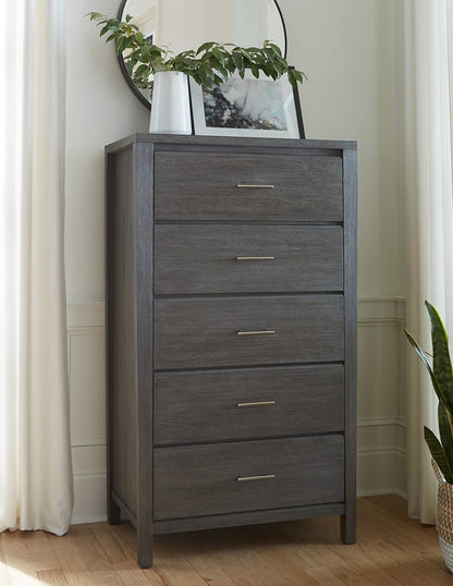Modus Furniture - Nevis Five Drawer Chest in Sharkskin (2024) - NVGX84A view 5