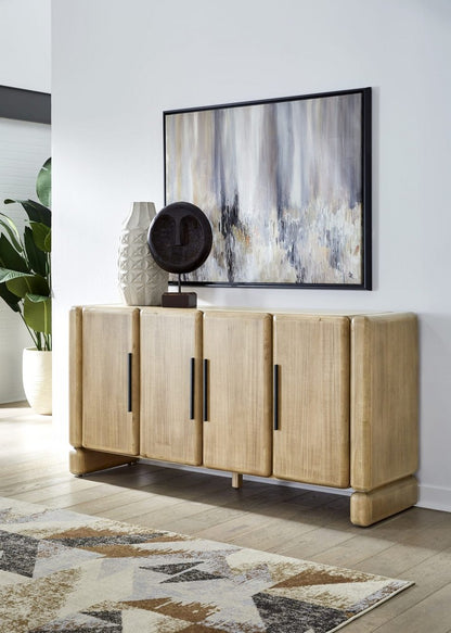 Modus Furniture - Nia Four Door Acacia Wood Sideboard in Lioness - UHXW78 view 5