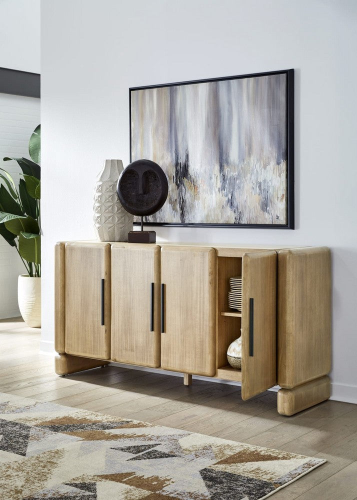 Modus Furniture - Nia Four Door Acacia Wood Sideboard in Lioness - UHXW78 view 6